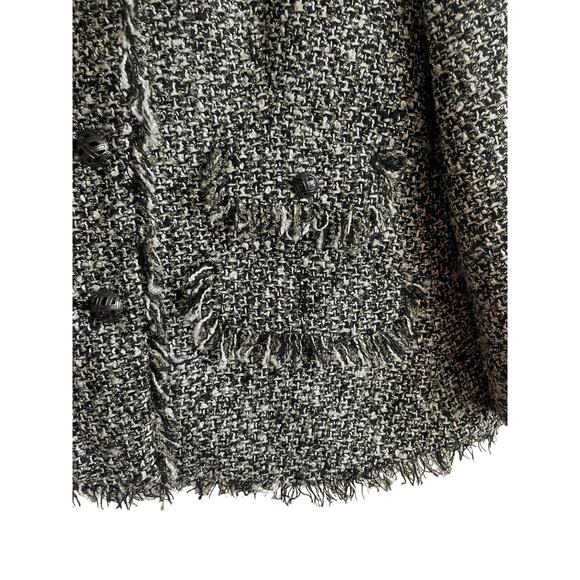 Peter Nygard‎ Women Jacket 12P Black Tweed Fringe Trim Metallic Thread Old Money - Picture 13 of 16